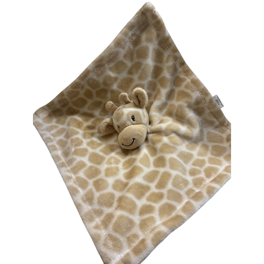 HB Giraffe‎ Lovey Security Blanket Tan Cream Giraffe Print Plush 14x14 SKU-E